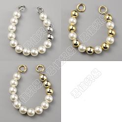 Platinum & Golden Olycraft 3Pcs 3 Style CCB Plastic Beads Phone Case Beaded Chain, Anti-Slip Phone Finger Strap, Phone Grip Holder for DIY Phone Case Decorations, with Alloy Clasp, Platinum & Golden, 28.5~32.5cm, 1pc/style