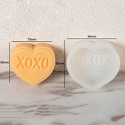 Белый Силиконовое сердце своими руками с формочками для мыла со словами, для мыловарения своими руками, День святого Валентина, белые, 84x80x34 мм