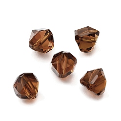 Седло Коричневый Стекло имитация австрийских хрустальных бусин, многоугольник, граненые, седло коричневый, 7x7.5x7.5 мм, отверстие : 1.2 мм