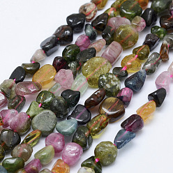 Tourmaline Tourmaline naturelle des perles brins, pierre tombée, nuggets, 5~11x5~7mm, Trou: 1mm, 15.3 pouces ~ 15.7 pouces (39~40 cm)