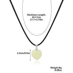 N2304-15 Heart Night Glow Mushroom Pendant Necklace with Moon and Hexagonal Prism Design
