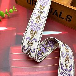 Floral White Polyester Embroidery Ancient Hanfu Lace Ribbon, Flower Pattern, Floral White, 1-1/8 inch(30mm)