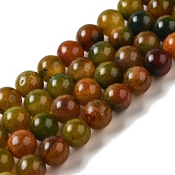 Olive Natural Agate Beads Strands, Dyed & Heated, Round, Olive, 10mm, Hole: 1.2mm, about 38pcs/strand, 14.96''(38cm)
