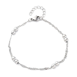 Нержавеющая Сталь Цвет 304 женские браслеты-цепочки из нержавеющей стали, два круга, цвет нержавеющей стали, 6-3/4 дюйм (17.2 см)