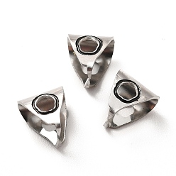 Black 304 Stainless Steel Snap on Bails, with Enamel, Triangle, Stainless Steel Color, Black, 9x8x7mm, Pin: 1mm