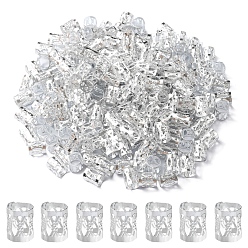 Silver 200Pcs Aluminum Dreadlocks Beads Hair Decoration, Hair Coil Cuffs, Silver, 9x8mm, Hole: 7mm
