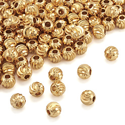 Настоящее золото 18K Латунные бусины, долговечный, круглые, реальный 18 k позолоченный, 6x5 мм, отверстие : 2 мм