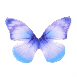 Slate Blue Gradient Color Cloth Butterfly Ornaments, Craft Butterfly, for DIY Hair Accessories, Wedding Dress, Slate Blue, 45mm