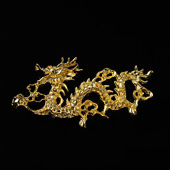 Golden Dragon Alloy Cabochons, DIY Hair Stick Accessories, Golden, 30x60mm