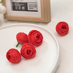 Rouge Tête de fleur de rose artificielle en soie, pour la fête, mariage, décoration de scène, rouge, 40x35mm