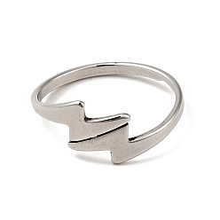 Stainless Steel Color 201 Stainless Steel Lightning Bolt Cuff Ring for Women, Stainless Steel Color, US Size 6 1/2(16.9mm)
