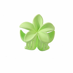 grass green-4CM Candy-colored plastic flower hairpin with hollow-out design - simple and elegant.