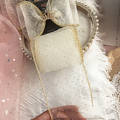 Marfil Cinta de sirsaca de sarga, para corbata de moño, con punta de oro, Coser accesorios para el cabello, blanco cremoso, 2-3/4 pulgada (70 mm), aproximadamente 21.87 yardas (20 m) / bolsa