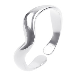 Stainless Steel Color 201 Stainless Steel Twist Wave Open Cuff Ring for Women, Stainless Steel Color, US Size 8(18.1mm)