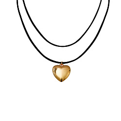 black rope Adjustable Velvet Choker Necklace with Heart Pendant - Minimalist, Fashionable, Trendy.