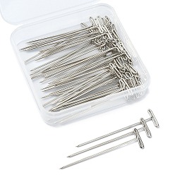 Stainless Steel Color 50Pcs Steel Pins, T-shape Positioning Pin, Stainless Steel Color, 5.4x0.11cm
