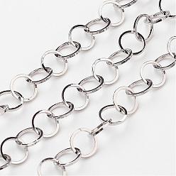 Stainless Steel Color 304 Stainless Steel Rolo Chains, Soldered, Stainless Steel Color, 6x0.6mm