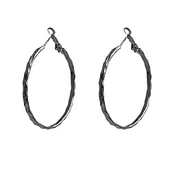 E3407-3 Minimalist Gothic Style Circle Earrings for Women with Fashionable Gunmetal Black Finish