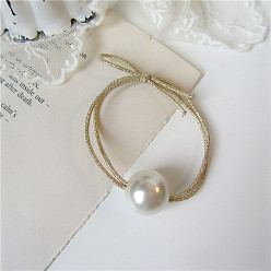 Shenjin Pearl Corbata de pelo de perla de círculo geométrico - diseño minimalista, elegante accesorio para el cabello para mujer.