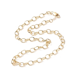 Real 18K Gold Plated Brass Cable Chain Necklace for Men Women, Real 18K Gold Plated, 15.94 inch(40.5cm)