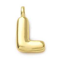 Letter L Латунные подвески, долговечный, стойки покрытие, без кадмия и без свинца, реальный 18 k позолоченный, Письмо L, 15.5x9.5x4.5 мм, отверстие : 2.5 мм