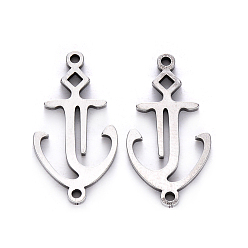 Stainless Steel Color 201 Stainless Steel Links, Anchor, Stainless Steel Color, 21x11x1mm, Hole: 1.2mm