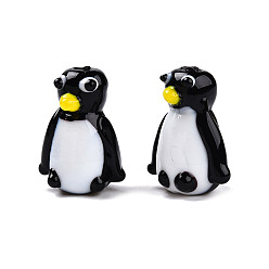 Черный Бусины лэмпворк , пингвин, чёрные, 22.5x16~17.5x13~14 мм, отверстие : 1.6~1.8 мм