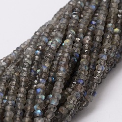 Labradorite Faceted Rondelle Natural Labradorite Bead Strands, 3x2mm, Hole: 1mm, about 172pcs/strand, 15 inch