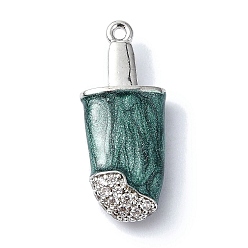 чирок Подвески из кубического циркония с покрытием из латуни, с эмалью, мороженое, долговечный, без свинца и без кадмия, платина, зелено-синие, 21x8.5x4.3 мм, отверстие : 0.9 мм