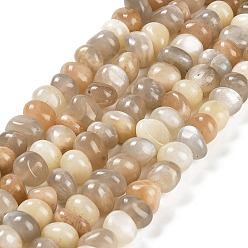Multi-Moonstone Natural Multi-Moonstone Beads Strands, Nuggets, Tumbled Stone, 4~9x8~11.5x7~10mm, Hole: 1mm, about 54~58pcs/strand, 15.12~15.35 inch(38.4~39cm)