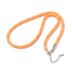 Orange Ployester Core-Wrapped Round Cord Necklace Making, with Brass Finding, Platinum, Orange, 17.72x0.18 inch(45x0.45cm)