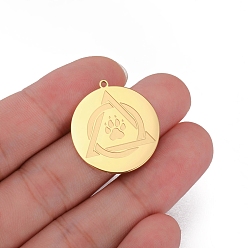 Золотой Кулон из нержавеющей стали, плоский круглый с лапой, золотые, 27x25 мм