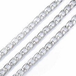 Platinum Alloy Curb Chains, with Spool, Cadmium Free & Nickel Free & Lead Free, Unwelded, Platinum, 15.5x9x2mm, about 32.81 Feet(10m)/Roll