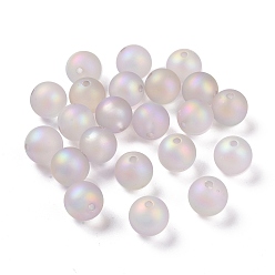 Rosy Brown Rubberized Style Transparent Acrylic Beads, Iridescent, Round, Rosy Brown, 16x15.5mm, Hole: 2.8mm