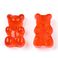 Red Translucent Resin Cabochons, Bear, Red, 18.5x11x7mm
