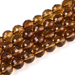 Перу Прозрачные стеклянные бусины, граненый (96 граней), круглые, Перу, 10 мм, отверстие : 1 мм, около 68~70 шт / нитка, 60~61 см