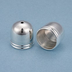 925 Sterling Silver Plated Brass Core End Caps, Long-Lasting Plated, Column, 925 Sterling Silver Plated, 14x14mm, Hole: 1.8mm, Inner Diameter: 12mm