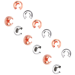Rose Gold & Stainless Steel Color Unicraftale Electroplated 304 Stainless Steel Crimp Beads Covers, Rose Gold & Stainless Steel Color, 4.5~6mm, Hole: 1mm