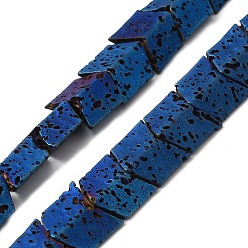 Blue Plated Electroplated Natural Lava Rock Beads Strands, Arrow, Blue Plated, 9x8.5x4mm, Hole: 1mm, about 57pcs/strand, 16.54''(42cm)