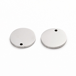 Stainless Steel Color 304 Stainless Steel Charms, Polished, Stamping Blank Tag, Laser Cut, Flat Round, Stainless Steel Color, 10x1mm, Hole: 0.8mm