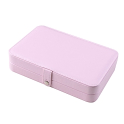 Pearl Pink Imitation Leather Box, Jewelry Organizer, for Necklaces, Rings, Earrings and Pendants, Rectangle, Pearl Pink, 21x14.5x4.5cm
