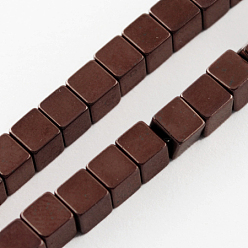 с Покрытием Меди Немагнитные синтетический гематит бисер пряди, класс А, кубические, с медным покрытием, 2x2x2 мм, отверстие : 1 мм