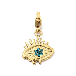 Синий Циркон 304 украшение из нержавеющей стали со стразами, злые глаза, с когтя омара застежками и стразами, ионное покрытие (ip), реальный 14 k позолоченный, синий циркон, 25 мм