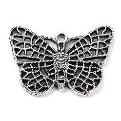 Antique Silver Tibetan Style Alloy Pendants, Butterfly, Antique Silver, 25x35.5x3mm, Hole: 2mm, about 110pcs/500g
