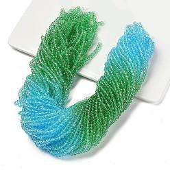 Разноцветный Прозрачные окрашенные стеклянные бусины, граненые, рондель, красочный, 3.7x3.2 мм, отверстие : 0.7 мм, около 105 шт / нитка, 13.39'' (34 см)