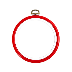 Red Plastic Cross Stitch Embroidery Hoops, Embroidered Display Frame, Sewing Tools Accessory, Red, 210mm