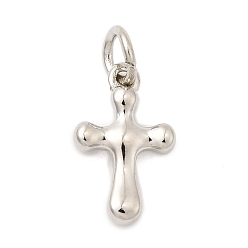 Платинированный Латунь прелести, крестик, долговечный, стойки покрытие, с целью перехода в кольце, Реальная платина, 14x8.5x3 мм, отверстие : 3.2 мм