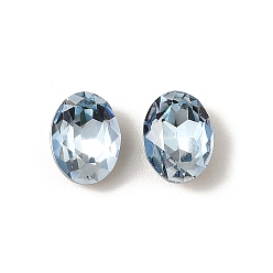 Аквамарин K 5 кабошоны из стеклянного страза, задние и задние, граненые, овальные, аквамарин, 8x6x3.5 мм