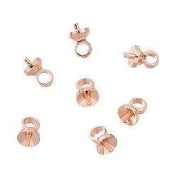 Розовое Золото Латунный кубок жемчужный колышек, за половину пробурено бисера, долговечный, стойки покрытие, розовое золото , 5x3x3 мм, отверстие : 1.4 мм, штифты : 0.9 мм
