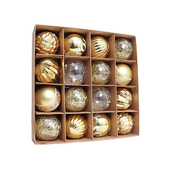 Goldenrod Plastic Ball Pendant Decorations, Christmas Tree Hanging Decorations, Round, Goldenrod, 60mm, 16pcs/set